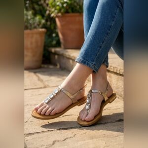 Classified Jeweled Gold Sandals